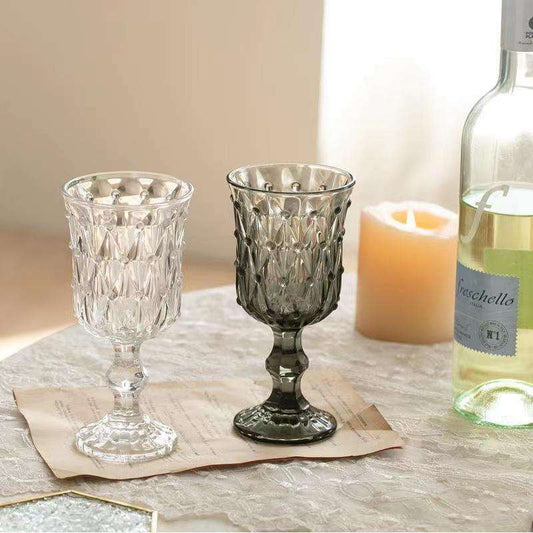 Decorative Goblet Glassware, Embossed Wine Glass, European Wine Glasses - available at Sparq Mart
