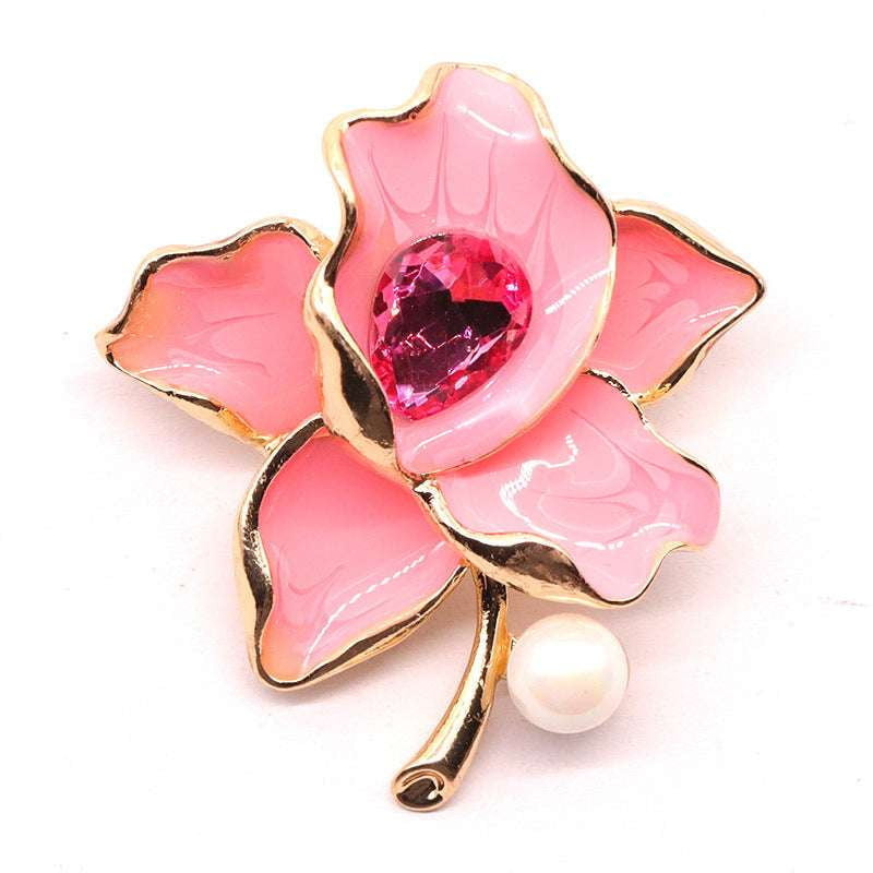 Elegant Brooch Gift, Enamel Flower Pin, Oil Drop Brooch - available at Sparq Mart