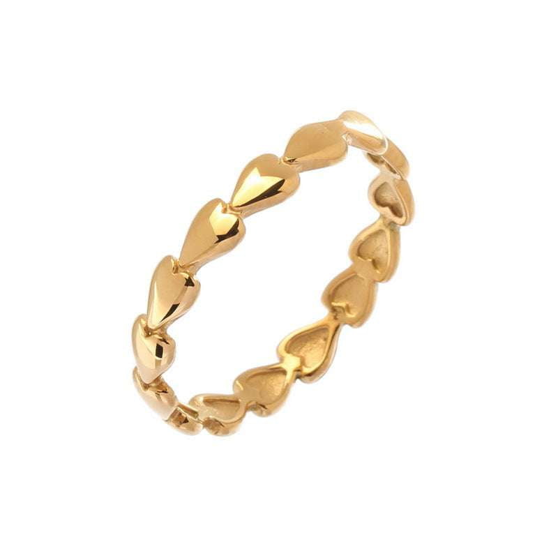 Elegant Fashion Accessory, Gold Heart Love Ring, Titanium Gold Ring Women - available at Sparq Mart