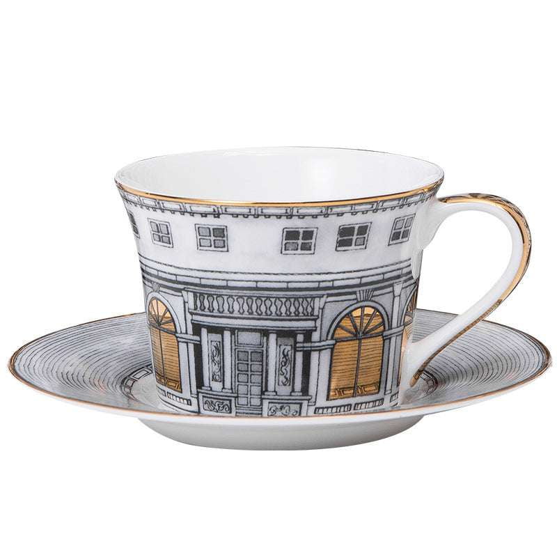 Bone China Cup, Elegant Coffee Cups, Gold-Trimmed Coffee Set - available at Sparq Mart