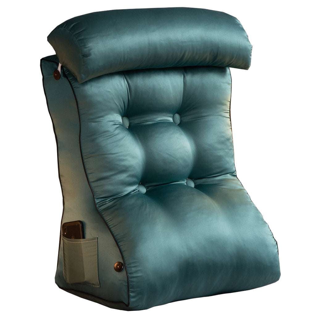 Comfortable Blue Waist Pillow, Elegant Green Upholstered Pillow, Stylish Grey Headboard Cushion - available at Sparq Mart