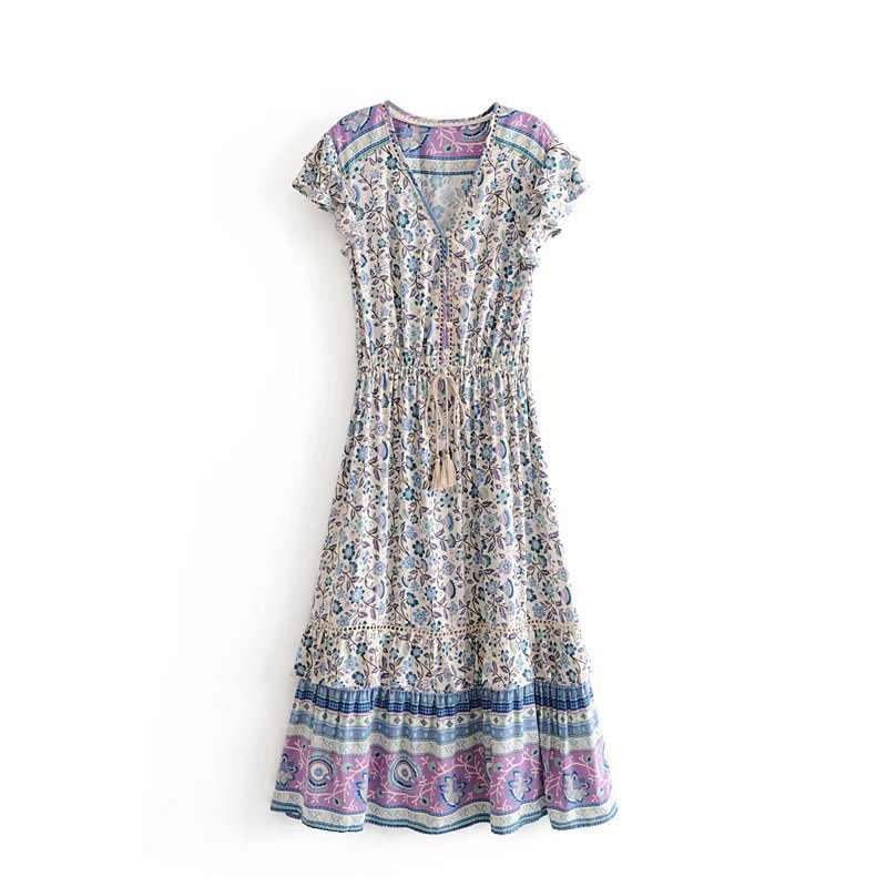 Casual Lace Dress, Elegant V-neck Dress, Stylish Printing Dress - available at Sparq Mart