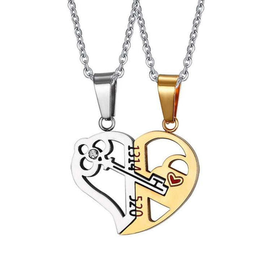 couples heart necklace, romantic jewelry gift, stainless steel pendant - available at Sparq Mart