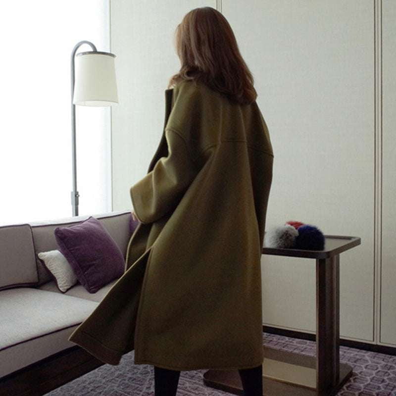 green wool coat, winter wool outerwear, woolen coat women - available at Sparq Mart