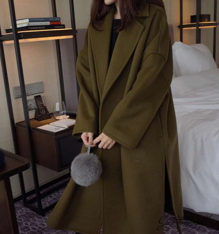 green wool coat, winter wool outerwear, woolen coat women - available at Sparq Mart