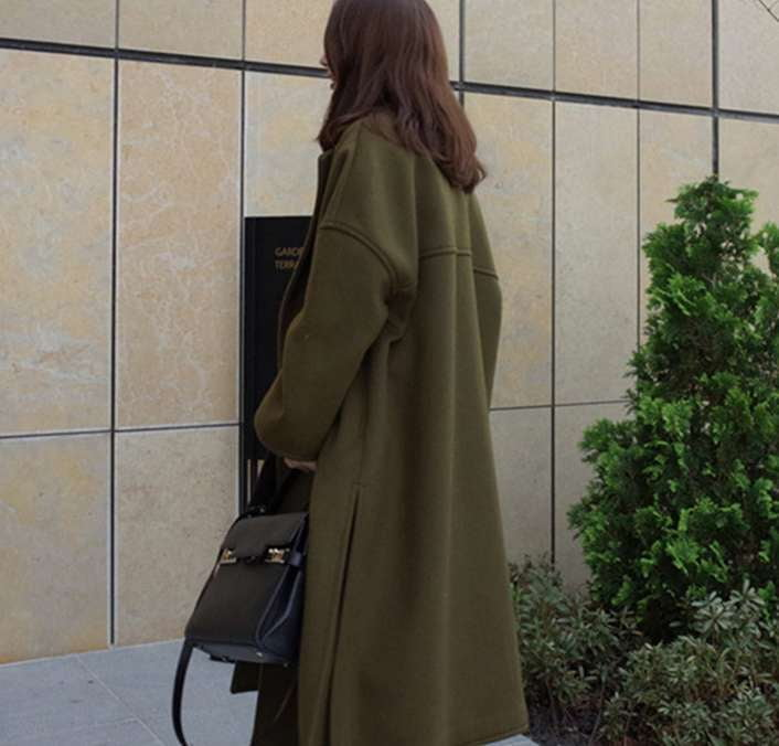 green wool coat, winter wool outerwear, woolen coat women - available at Sparq Mart