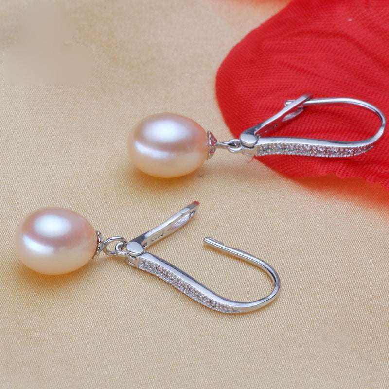 Ladies Elegant Earrings, Natural Pearl Buckles, Silver Pearl Earrings - available at Sparq Mart