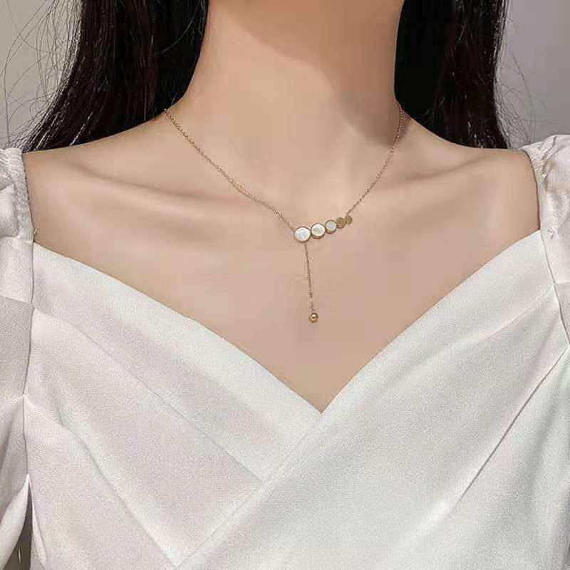 Elegant Pearl Necklace, Gold Chain Pendant, Temperament Pendant Jewelry - available at Sparq Mart