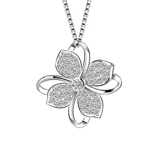 Elegant Clover Pendant, Ladies Lucky Necklace, Platinum Leaf Necklace - available at Sparq Mart