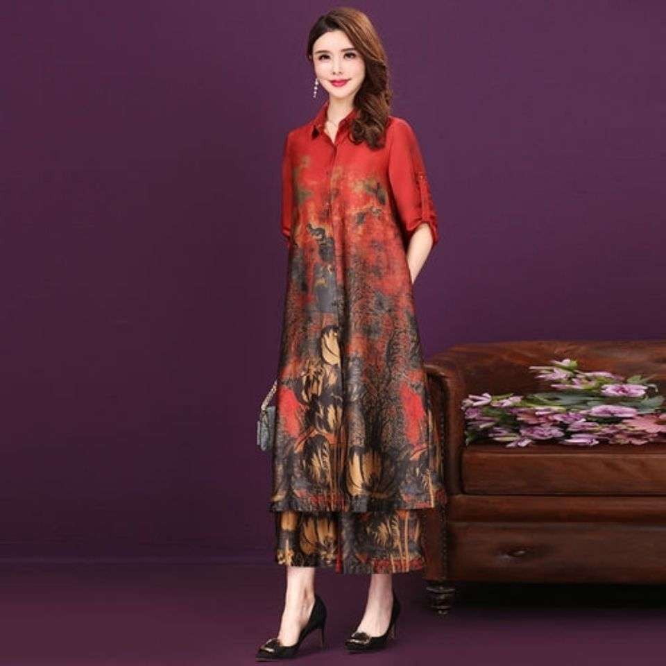 Plus-Size Chinese Set, Summer Mom Outfit, Traditional Style Ensemble - available at Sparq Mart