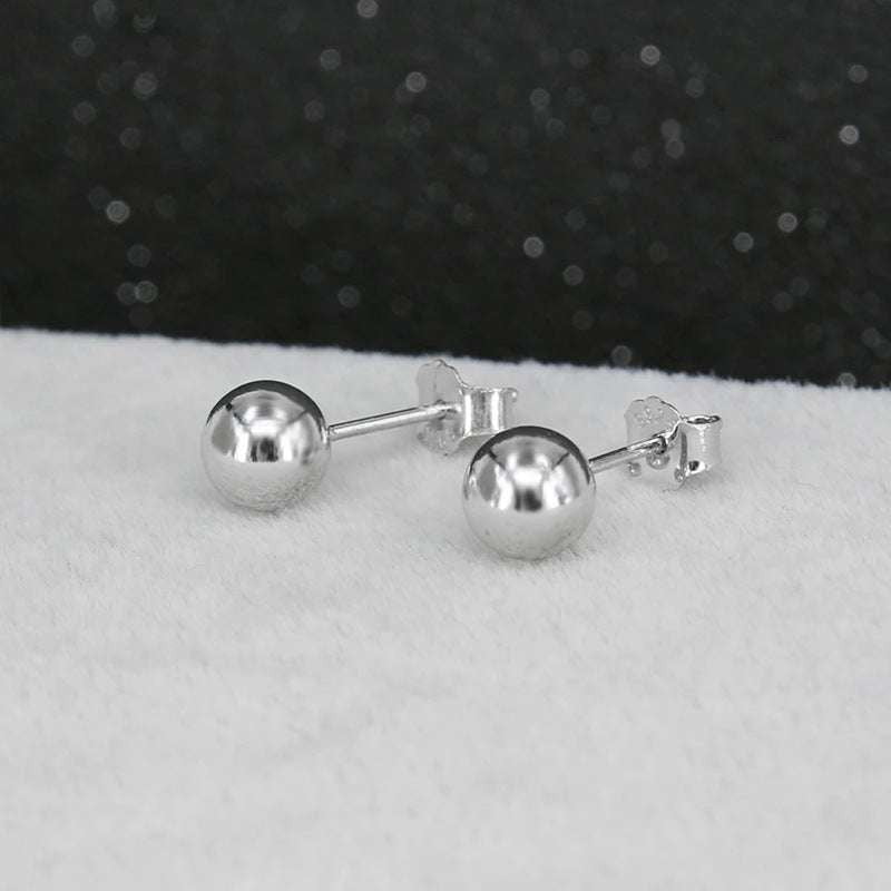 frost silver earrings, S925 frost studs, simple bean earrings - available at Sparq Mart