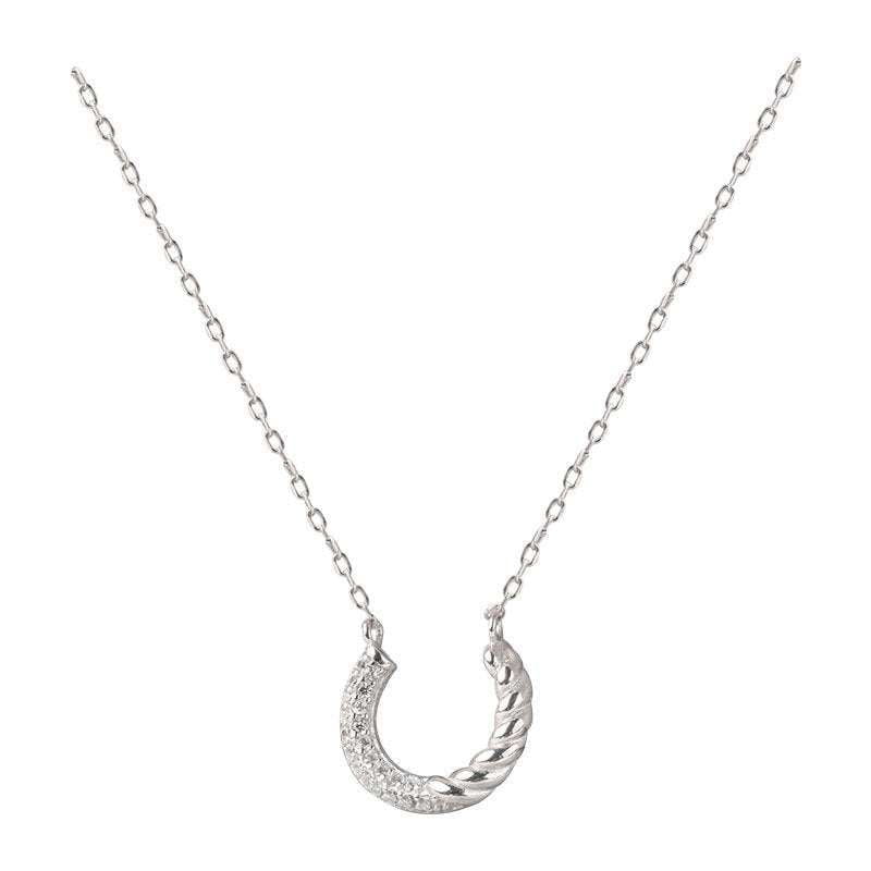 Geometry silver jewelry, S925 silver necklace, Twist semicircle pendant - available at Sparq Mart