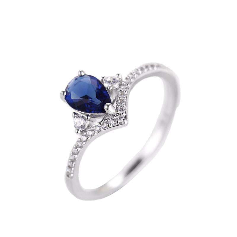 Elegant Gemstone Rings, Ladies Statement Jewelry, Sapphire Drop Ring - available at Sparq Mart