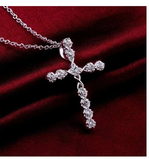 925 Silver Necklace, Silver Cross Pendant, Stylish Women's Necklace - available at Sparq Mart