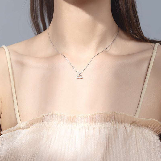 Geometric Clavicle Jewelry, Niche Silver Pendant, Silver Triangle Necklace - available at Sparq Mart