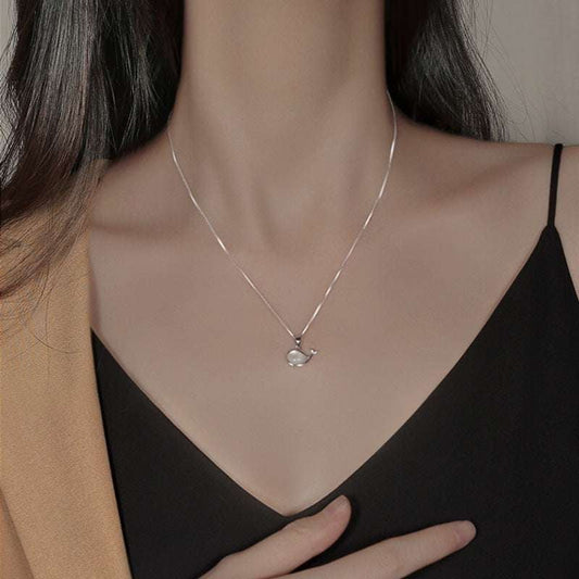 elegant necklace pendant, lady whale pendant, silver whale necklace - available at Sparq Mart