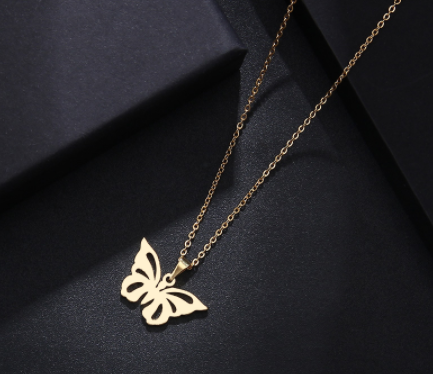 Elegant Butterfly Necklace, Silver and Gold Butterfly Necklace, Stainless Steel Butterfly Necklace - available at Sparq Mart