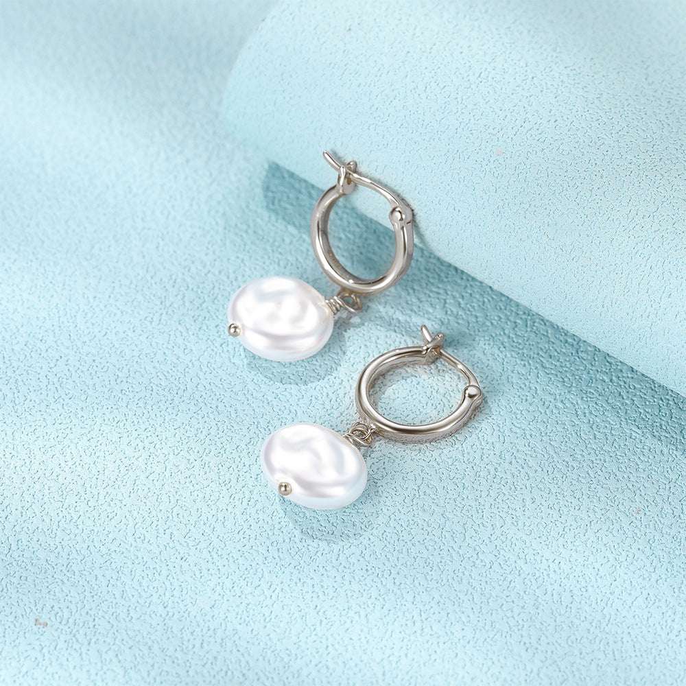 Baroque Pearl Earrings, Elegant Pearl Earrings, Sterling Silver Earrings - available at Sparq Mart