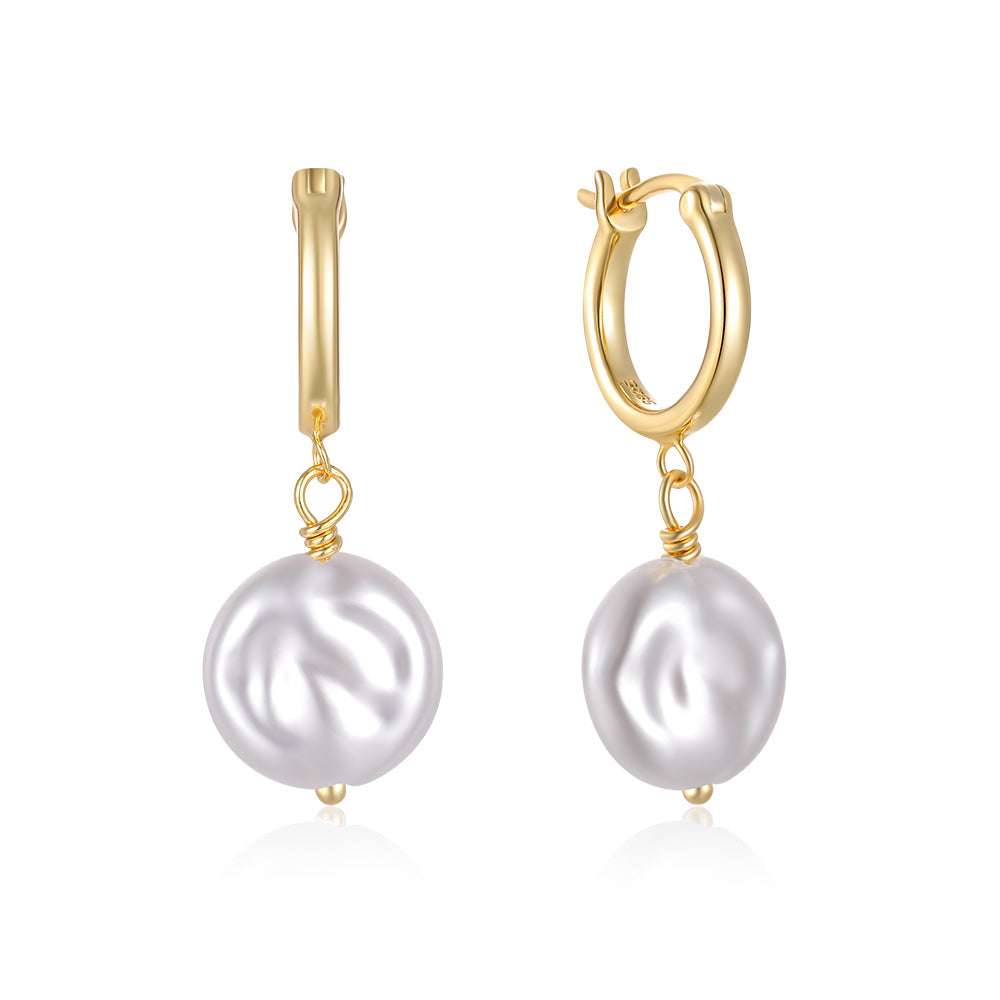 Baroque Pearl Earrings, Elegant Pearl Earrings, Sterling Silver Earrings - available at Sparq Mart