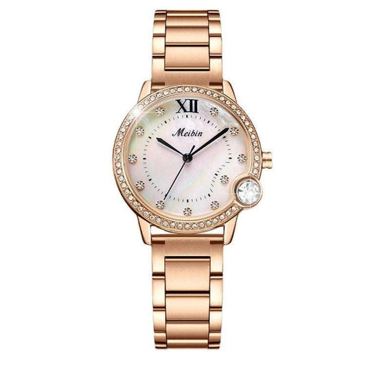 ladies rose gold watch, shell face watch, waterproof quartz watch - available at Sparq Mart