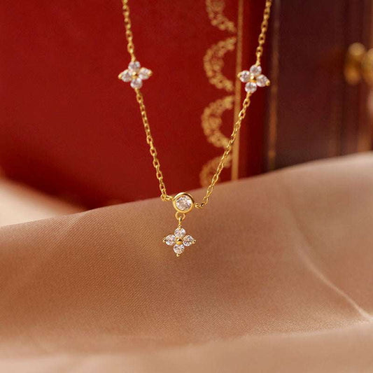 Clavicle Chain Jewelry, Silver Zircon Necklace, Zircon Necklace Gift - available at Sparq Mart