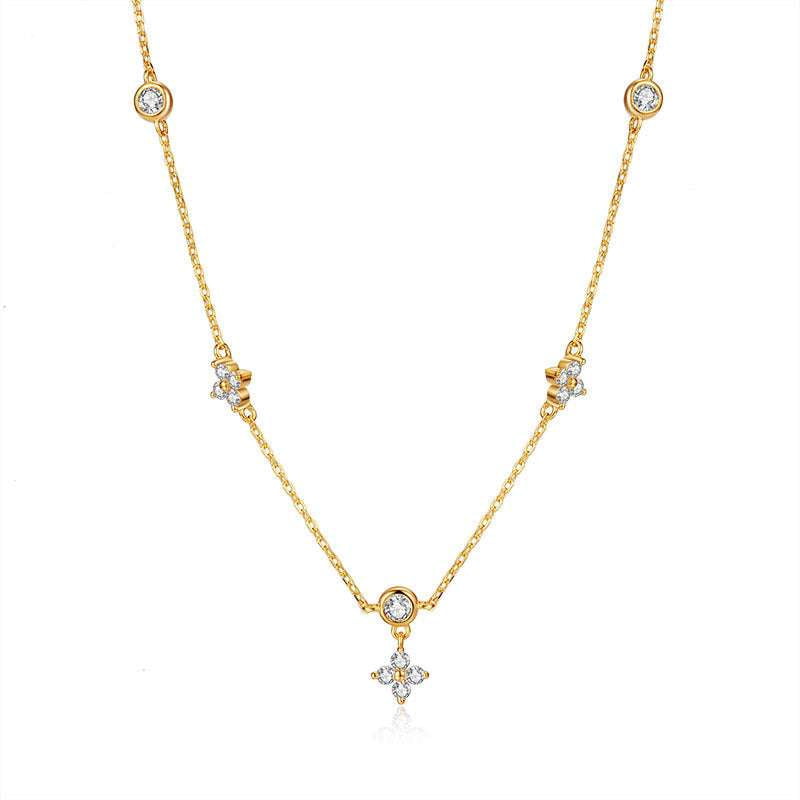 Clavicle Chain Jewelry, Silver Zircon Necklace, Zircon Necklace Gift - available at Sparq Mart