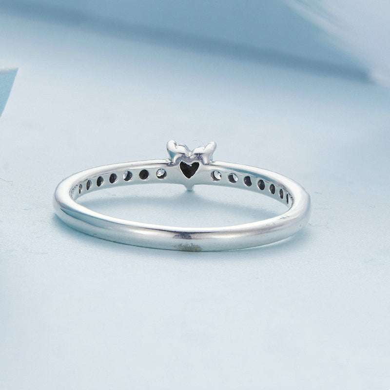 Love Statement Ring, Silver Ring Gift, Zircon Heart Ring - available at Sparq Mart