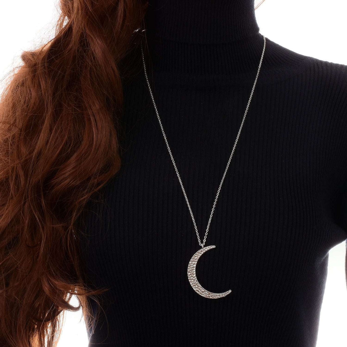 chic single-layer necklace, crescent sweater necklace, trendy pendant jewelry - available at Sparq Mart