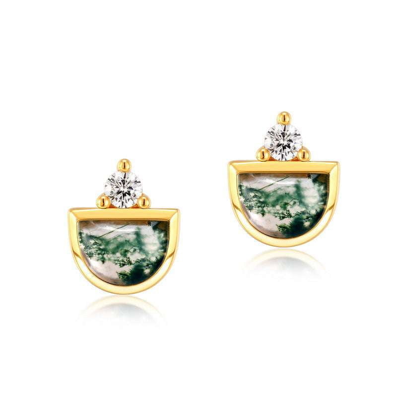 Green Moss Earrings Silver Stud Earrings S925 Moss Jewelry - available at Sparq Mart