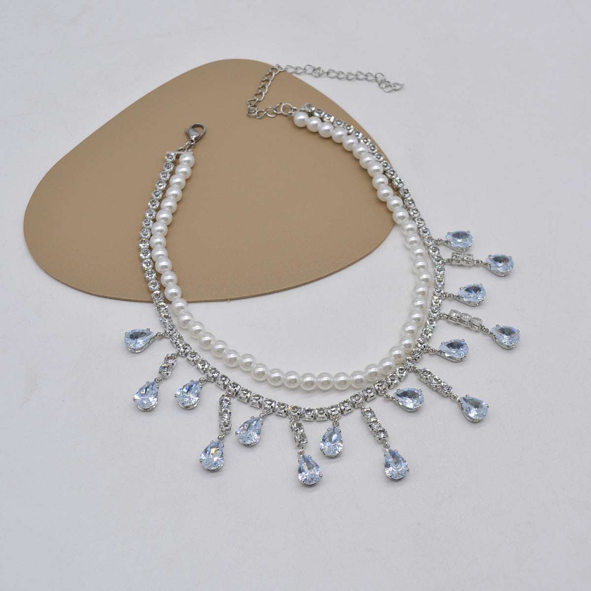 Drop Pearl Necklace, Exquisite Diamond Necklace - available at Sparq Mart