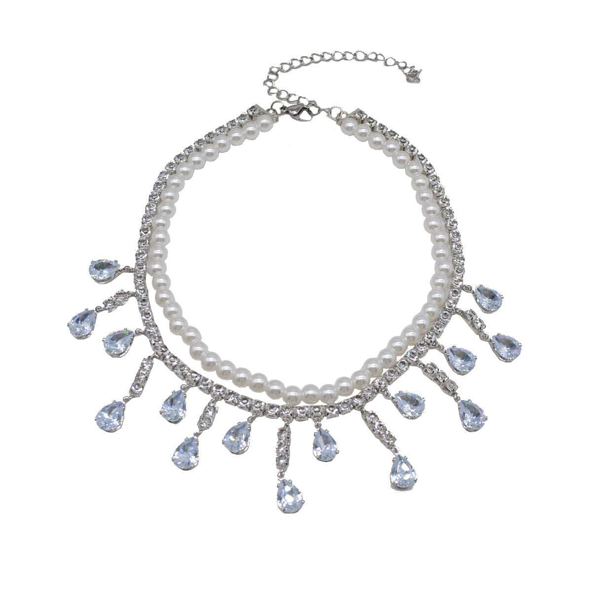 Drop Pearl Necklace, Exquisite Diamond Necklace - available at Sparq Mart