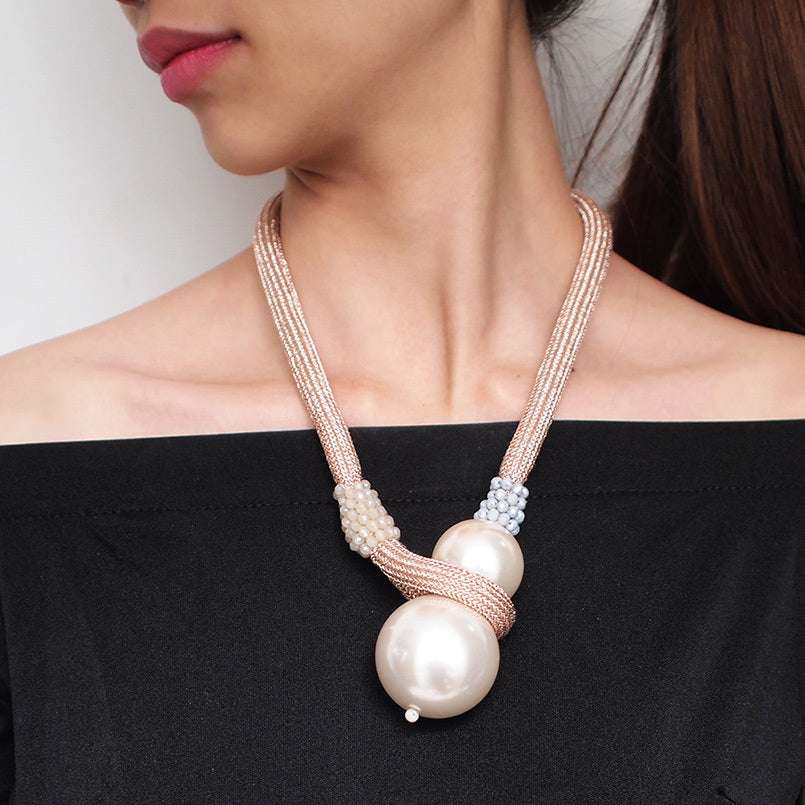 European American Jewelry, Exaggerated Fashion Necklace, Pearl Pendant Necklace - available at Sparq Mart