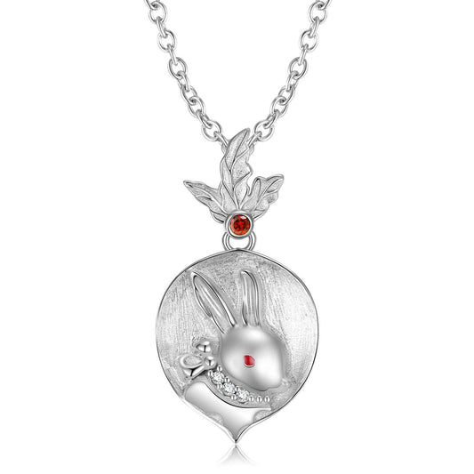 radish rabbit necklace, sandblasted design, sterling silver collar chain - available at Sparq Mart