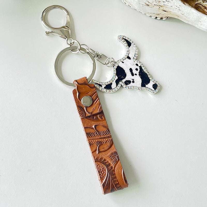 Fashion Leather Keychain, Leather Keychain, Red Brown Keychain - available at Sparq Mart