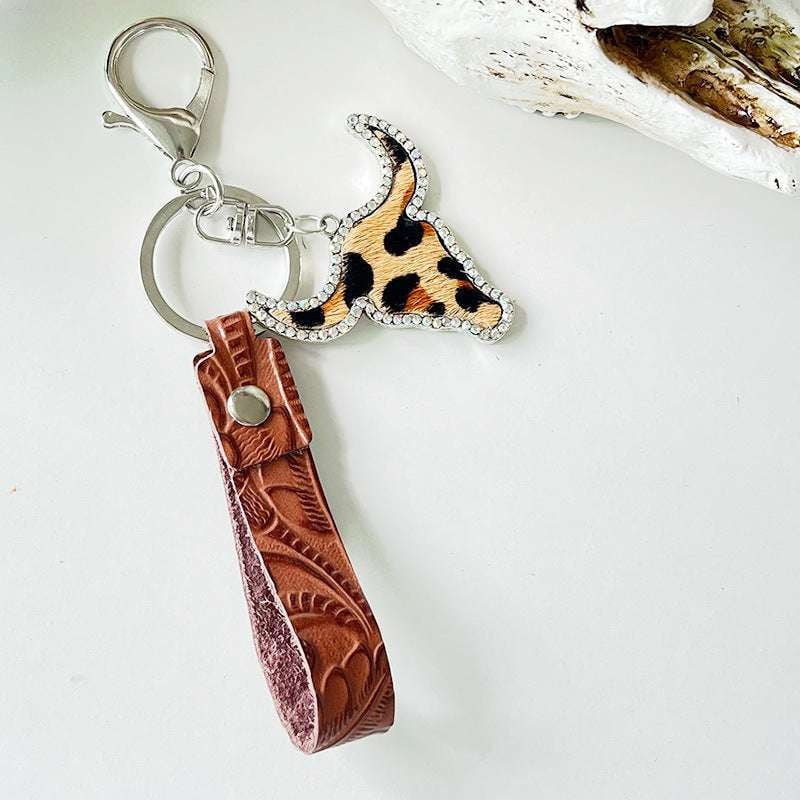 Fashion Leather Keychain, Leather Keychain, Red Brown Keychain - available at Sparq Mart