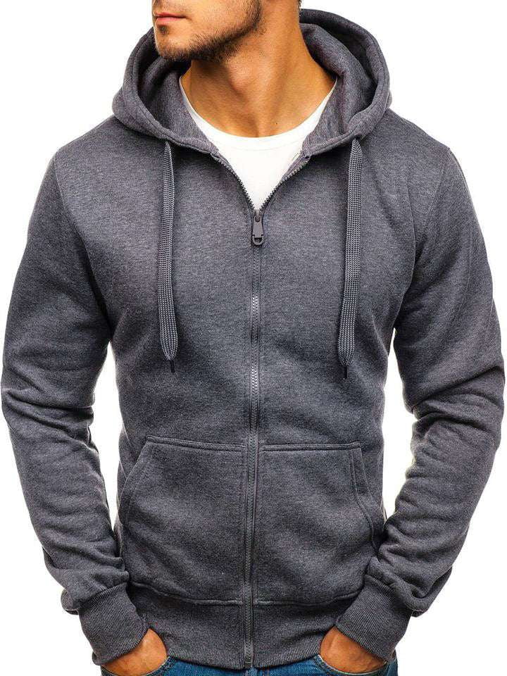 Hooded Zip Sweater, Men's Fashion Cardigan, Slim Fit Cardigan - available at Sparq Mart