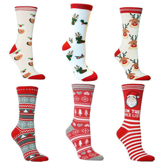 Cozy Christmas Socks, Holiday Cotton Footwear, Santa Patterned Socks - available at Sparq Mart