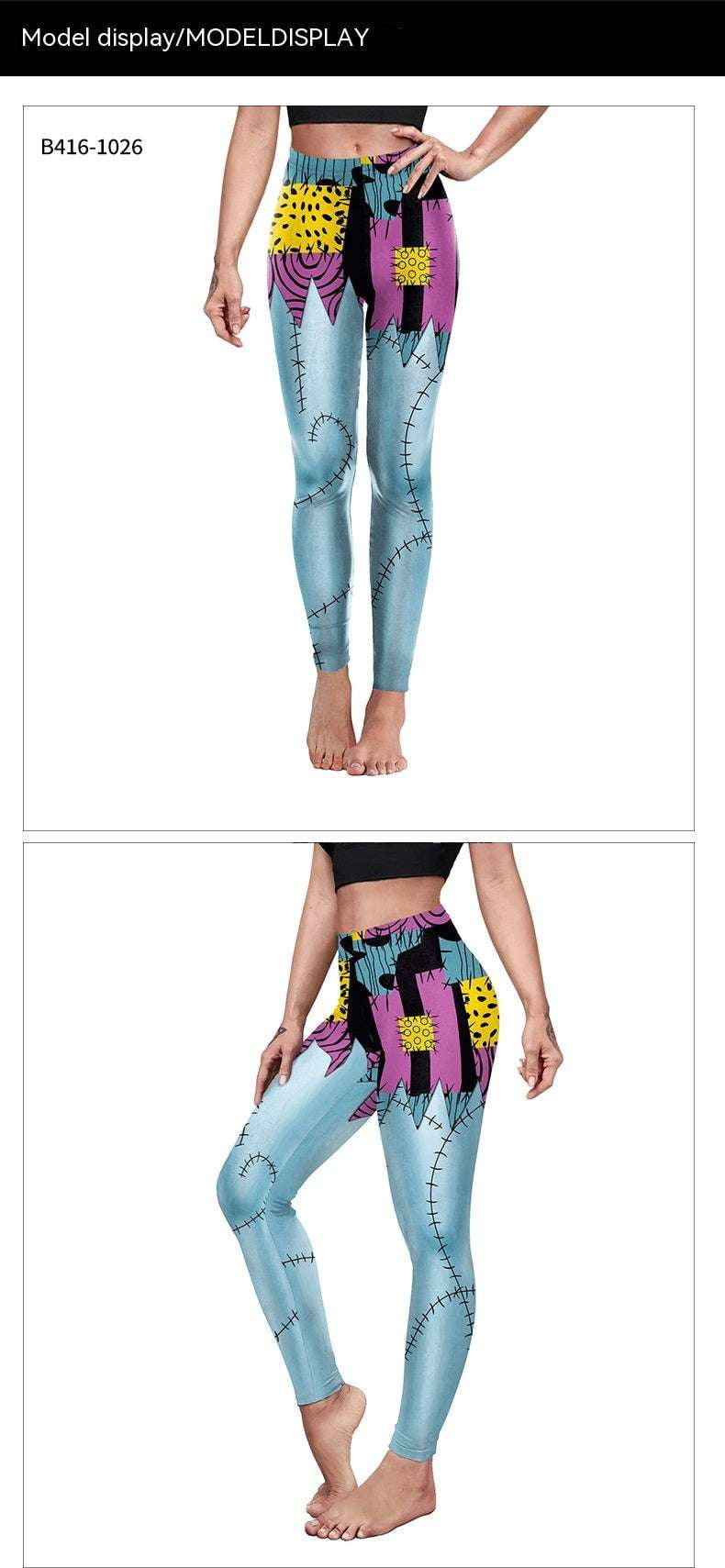 Fitness Halloween Leggings, Hip Shaping Yoga Legwear, Sally Digital Print Pants - available at Sparq Mart