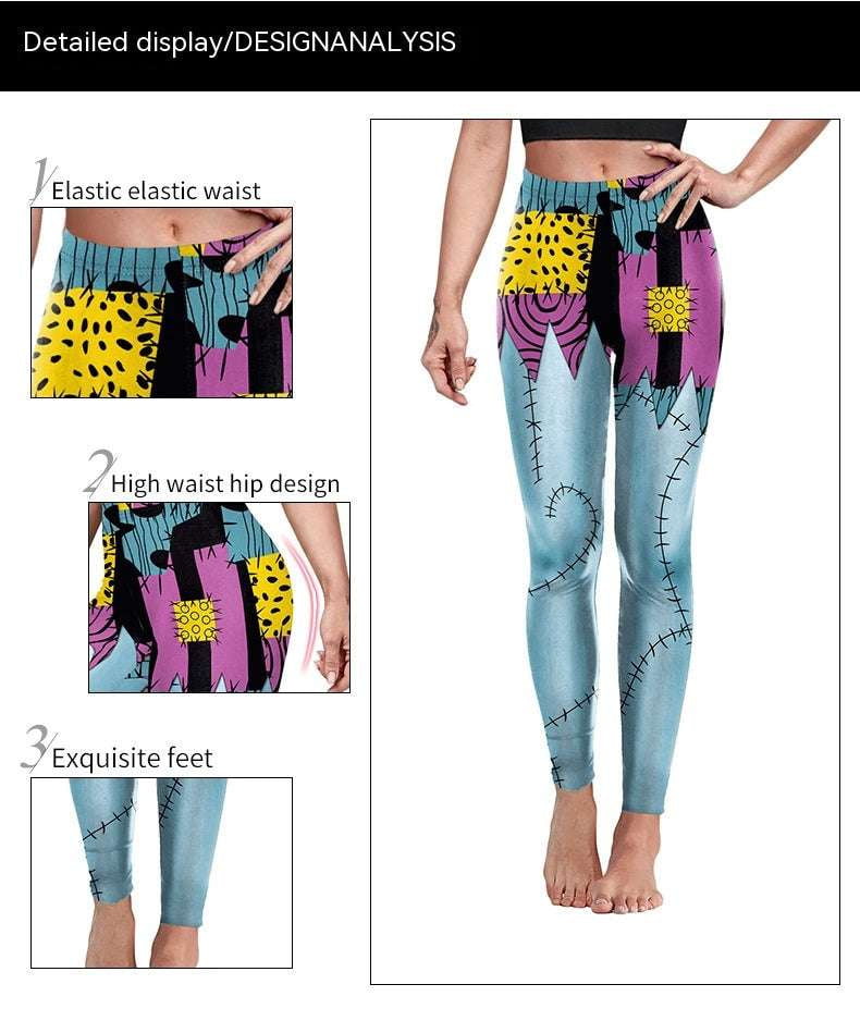 Fitness Halloween Leggings, Hip Shaping Yoga Legwear, Sally Digital Print Pants - available at Sparq Mart