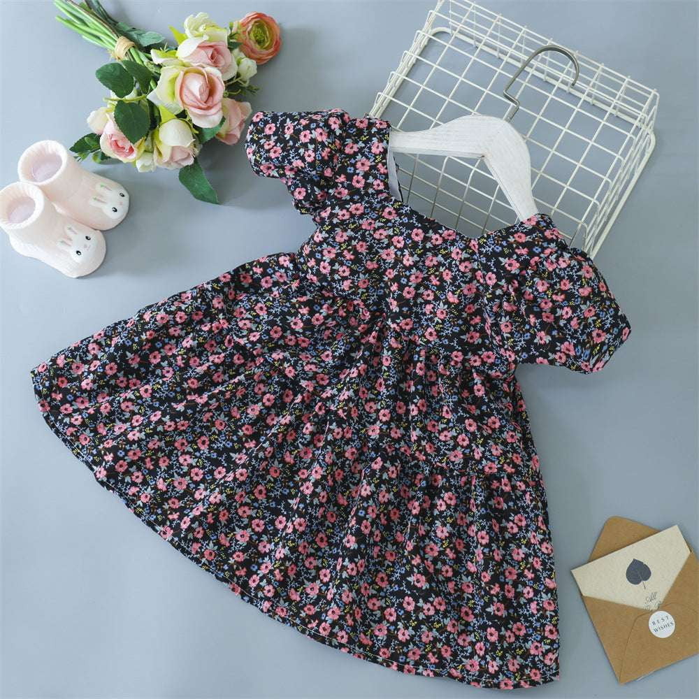 Childrens Dress Fashion, Floral Bowknot Skirt, Girls Princess Dress - available at Sparq Mart