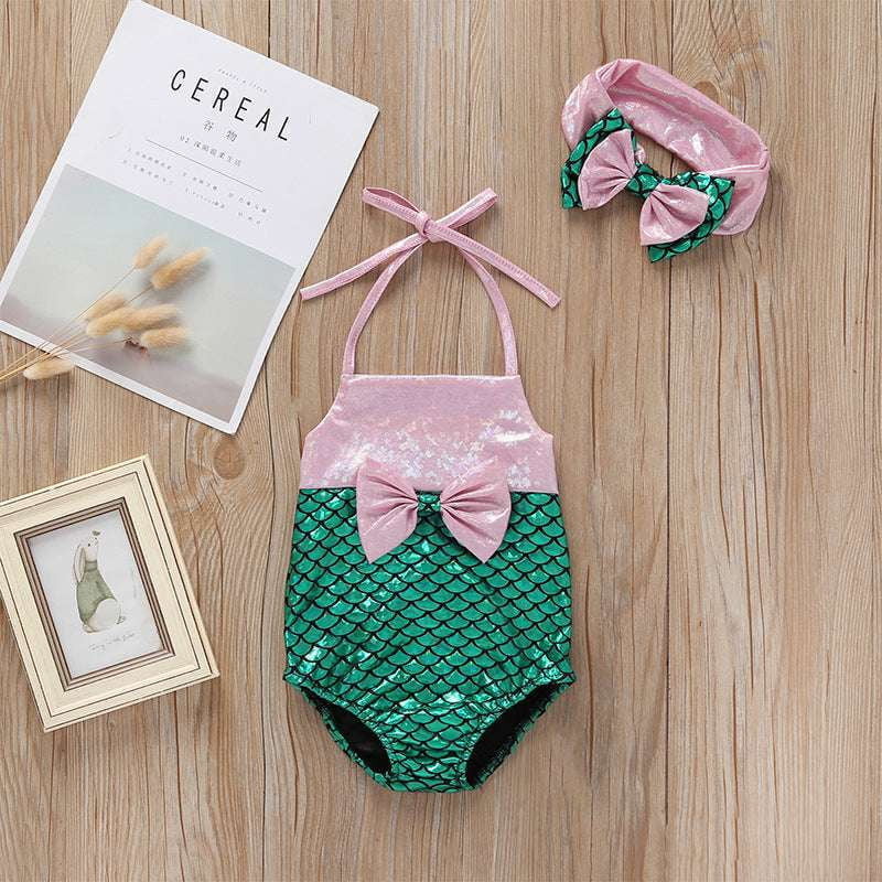 Bow Sling Swimsuit, Green Scale Swimwear, One-Piece Swimsuit Bow - available at Sparq Mart