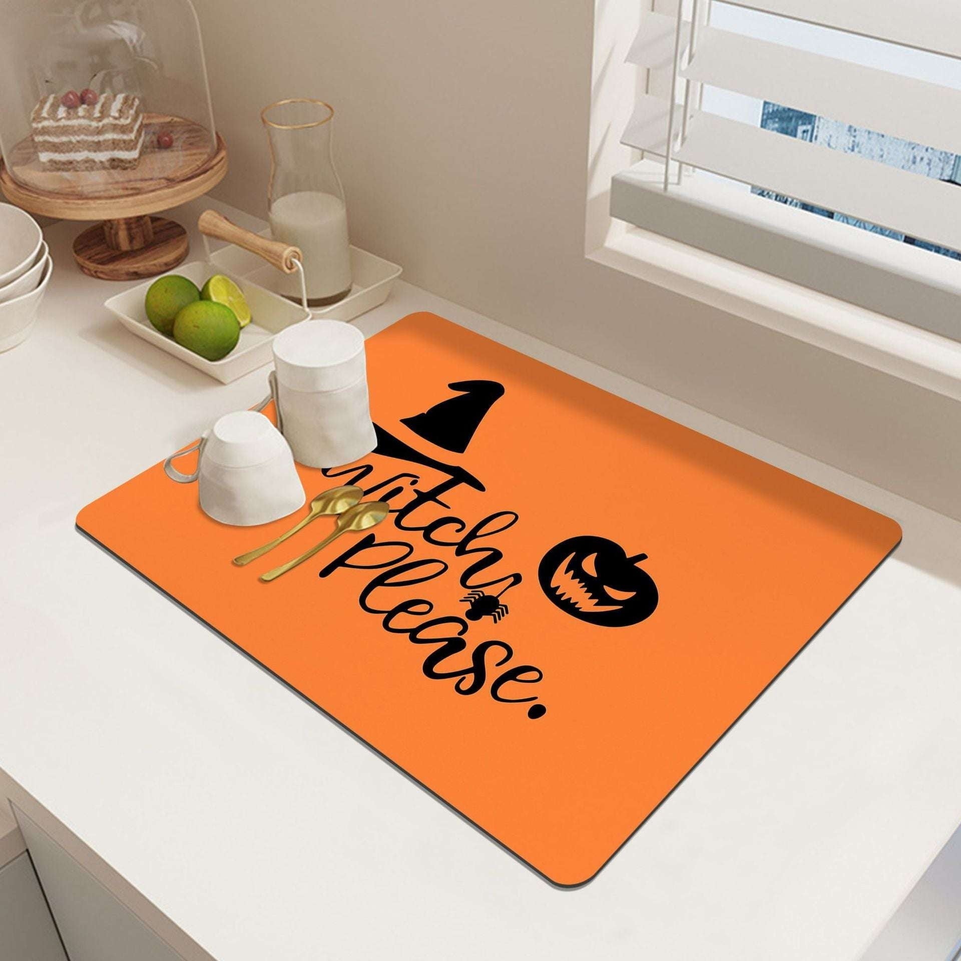 Halloween Water-absorbent Mat, Non-slip Countertop Mat, Pumpkin Kitchen Mat - available at Sparq Mart