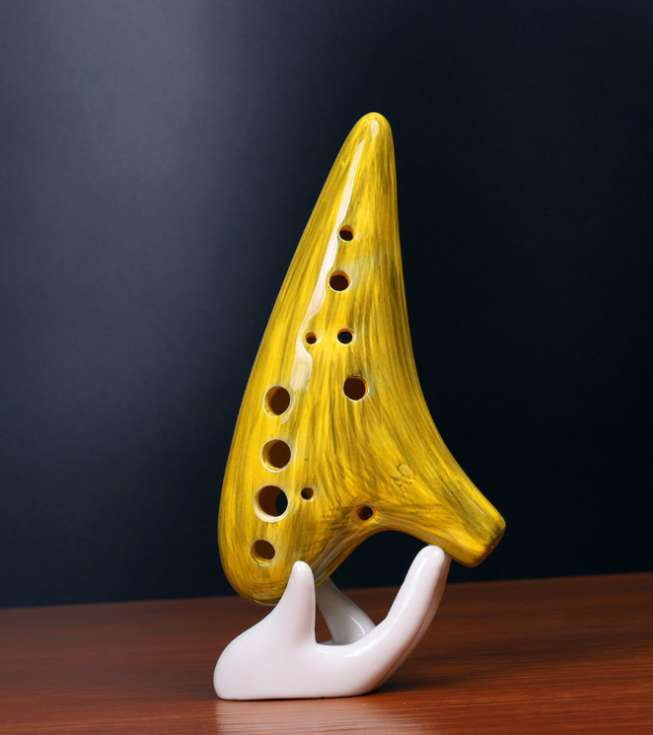 Ceramic Ocarina Instrument, Handcrafted Flute Collector, Musical Pottery Decor - available at Sparq Mart