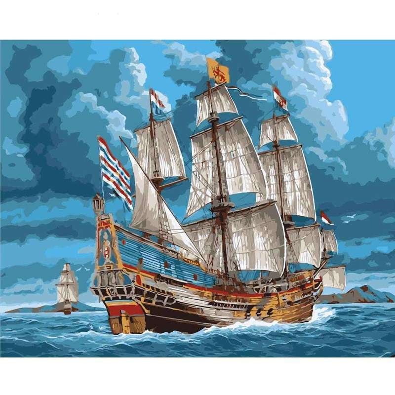 Canvas Boat Painting, Custom Digital Art, Hand-Painted Landscape - available at Sparq Mart