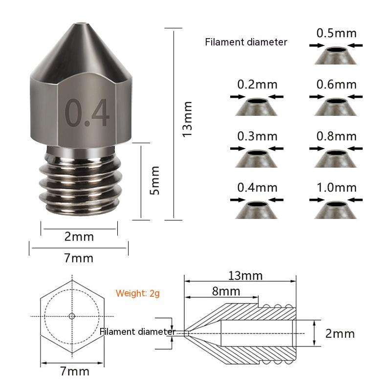 3D printer nozzle, MK8 nozzle, printer accessories - available at Sparq Mart