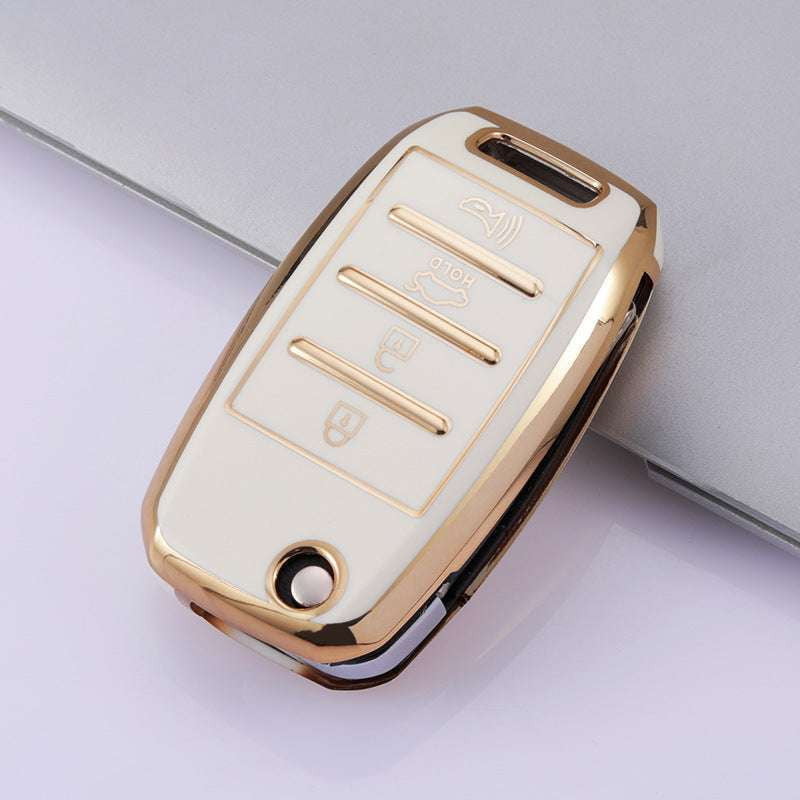 Car Key Case, Golden Edge, Protective Cover - available at Sparq Mart