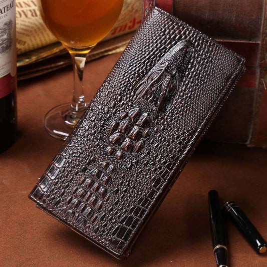 coffee-colored wallet, high-quality wallet, Wholesale crocodile-embossed cowhide wallet - available at Sparq Mart