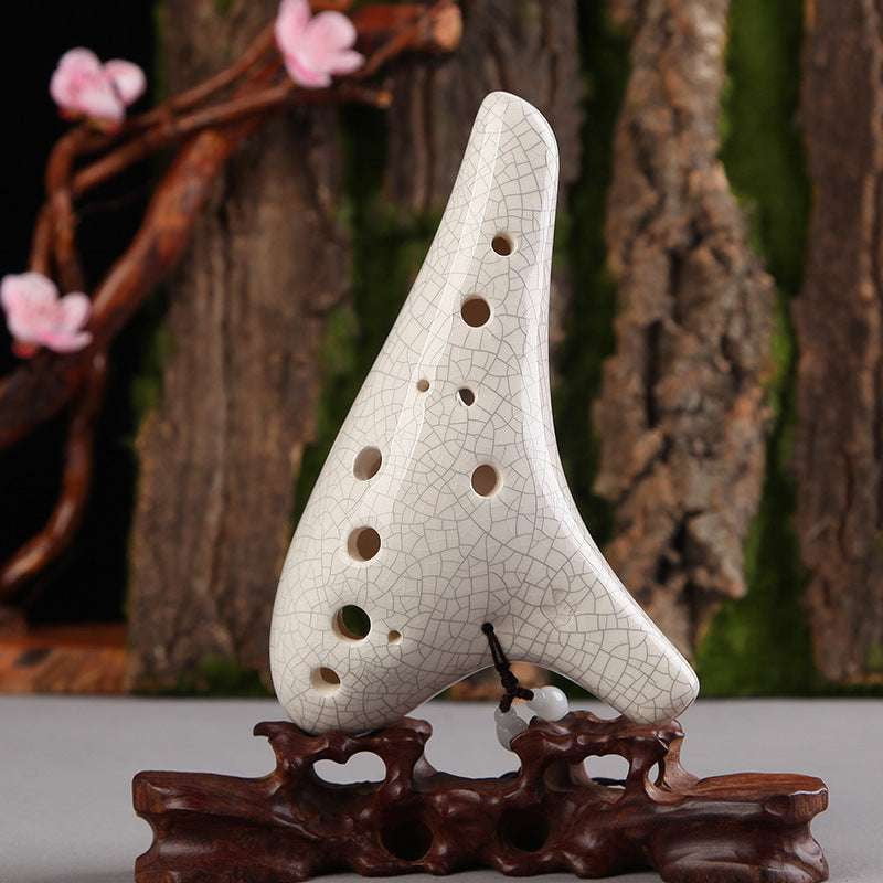 12-hole ocarina, high-quality ocarina, white crack ocarina - available at Sparq Mart