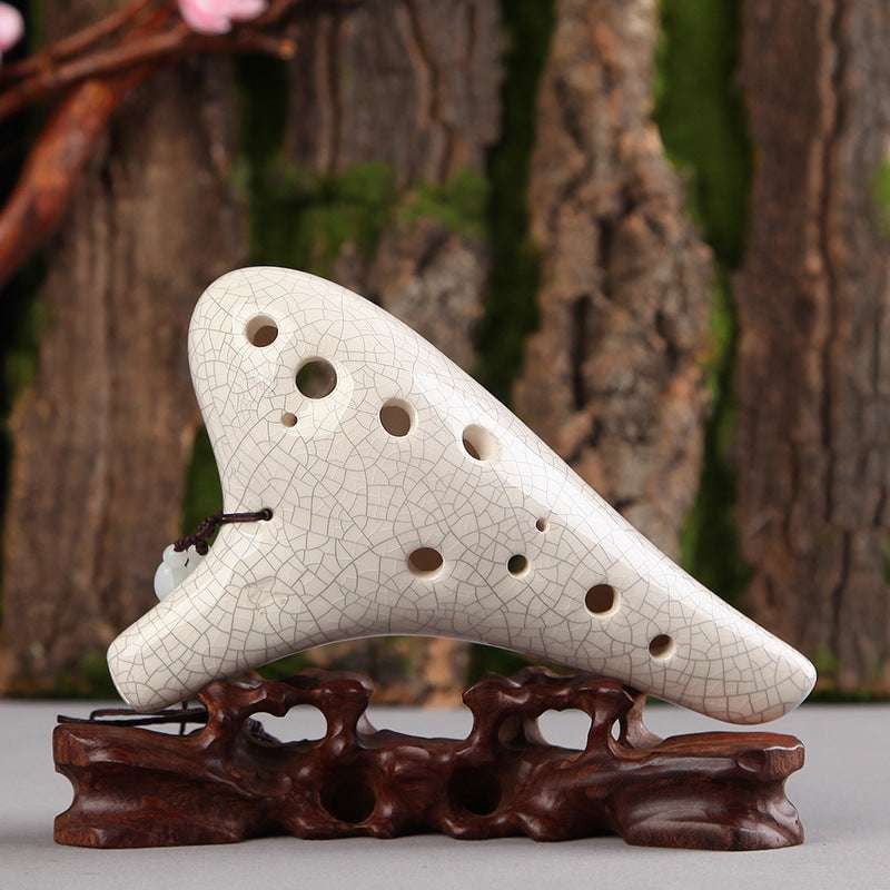 12-hole ocarina, high-quality ocarina, white crack ocarina - available at Sparq Mart