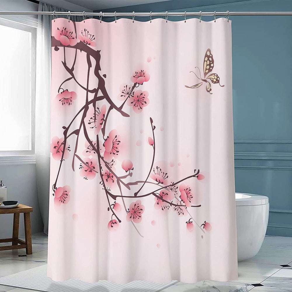 artistic shower decor, ink forest curtain, polyester curtain hook - available at Sparq Mart